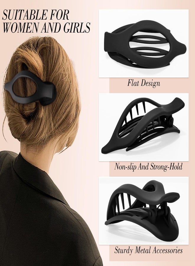 Obeoby 6 Pcs Flat Hair Clips for Women, 3 Types French Flat Claw Clips Hair Accessories Large Medium Barrettes Flowers Duckbill Stocking Stuffers Christmas Gifts (Coffee, Black) - Image 5